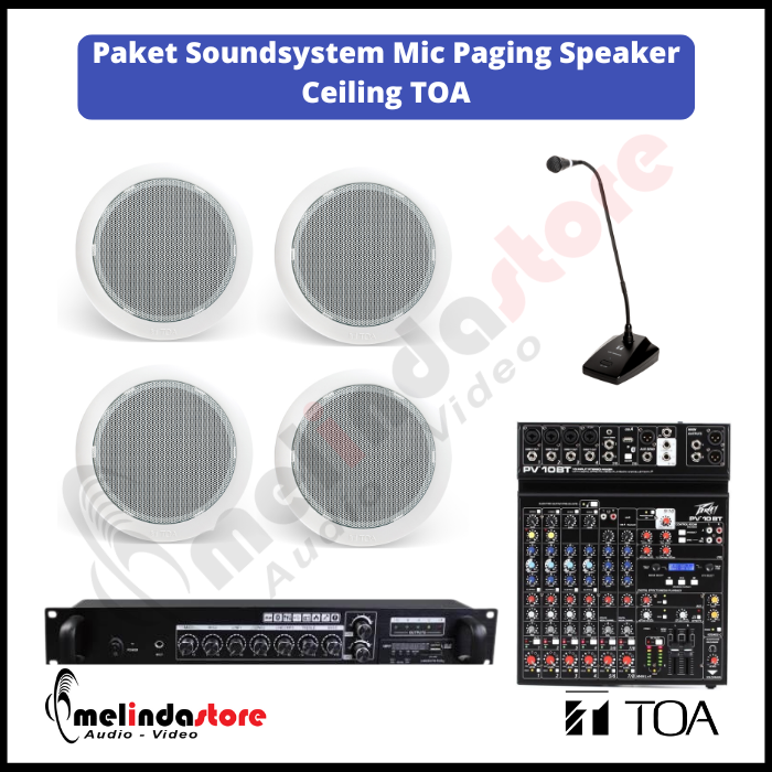 Paket Soundsystem Mic Paging Speaker Ceiling TOA ZS-658R - 4 Speaker